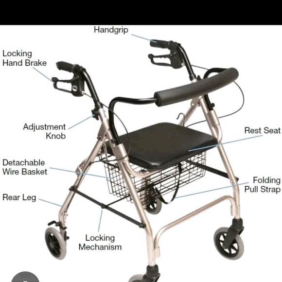 Foldable Mobility Walker with Seat - Black - Picture 2 of 4
